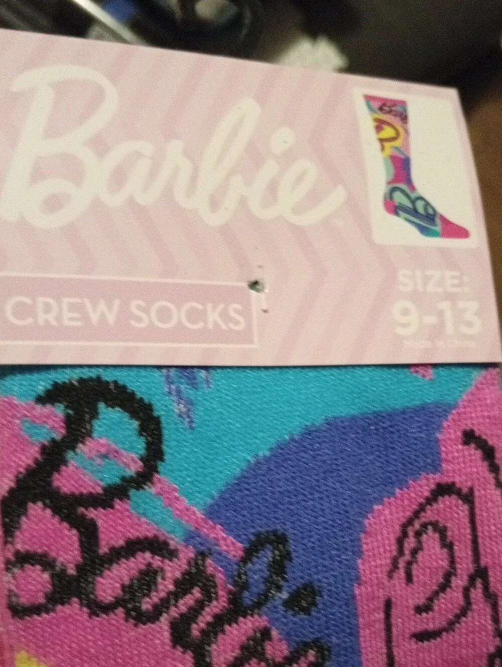 Barbie Pink & Multicolor Patterned Crew Socks - 2 Pack#FREE SHADES
